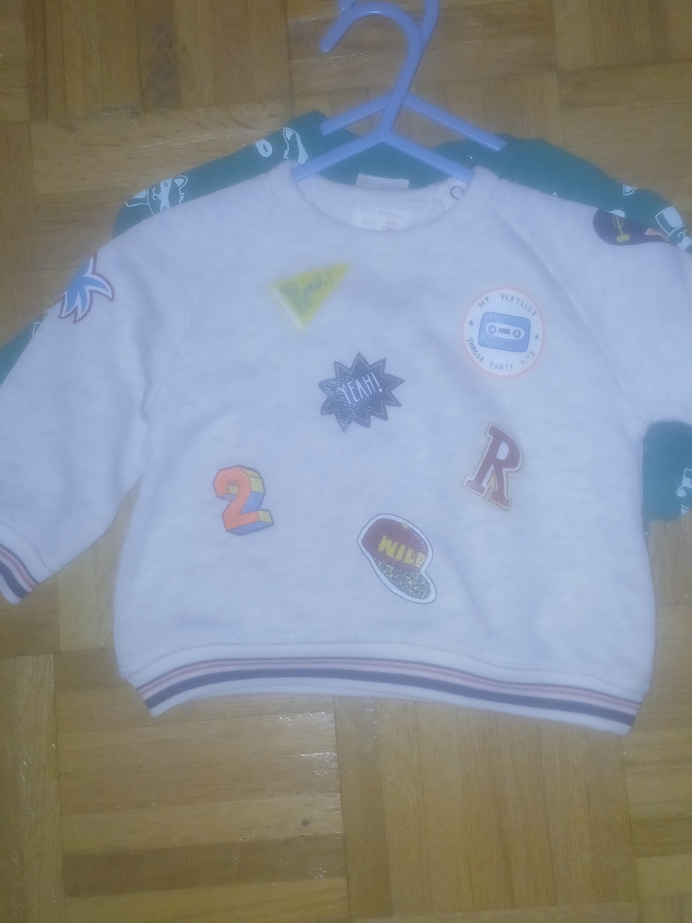 Zara Tan Grey Kids Badge Sweatshirt with Colorful Patches